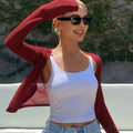 womens red lightweight viscose cardigan