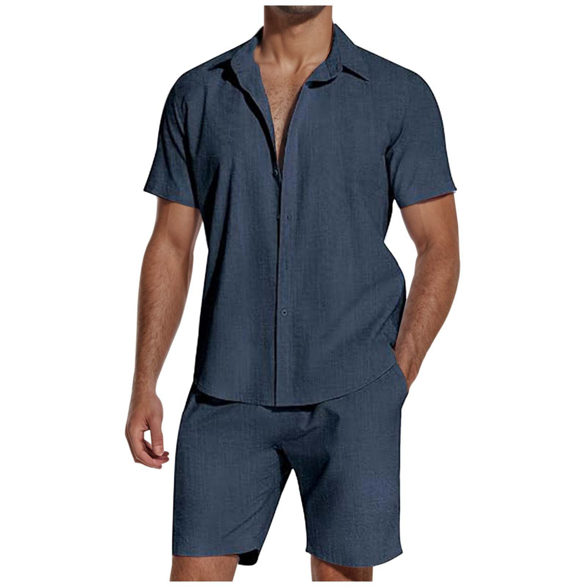 Mens Shirt and Shorts Set Short Sleeve Summer Co Ord