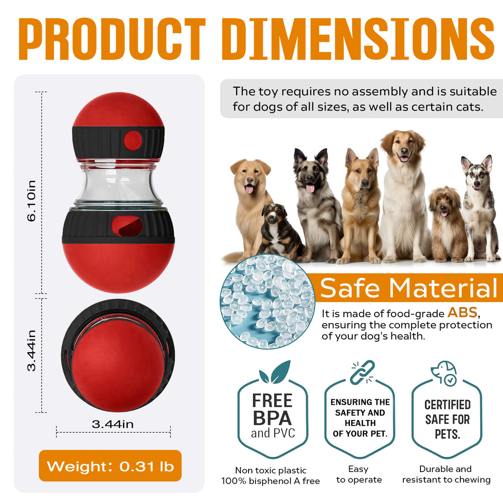 Dog Treat Dispensing Puzzle Ball Adjustable Slow Feeder