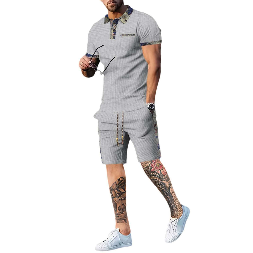 Mens Casual Shirt and Shorts Set Summer Co Ord